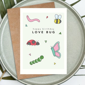 Little Love Bug, Marienkäfer, Raupe, erste Geburtstagskarte, süße Geburtstagskarte, Geburtstagskarte für Enkel, Geburtstagskarte für Enkelin