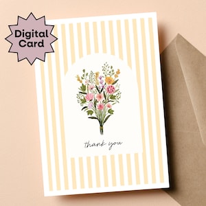 Printable Floral Thank You Card, Wildflower Thank You Card for Baby Shower, Spring Thank You Card, Baby in Bloom Theme