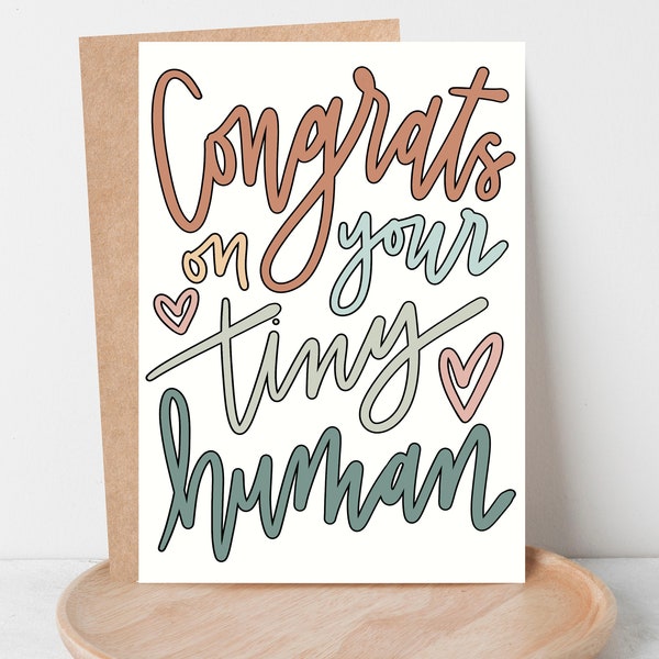 Funny New Baby Card, Congrats On Your Tiny Human Card, Gift for New Parents, Congrats New Baby