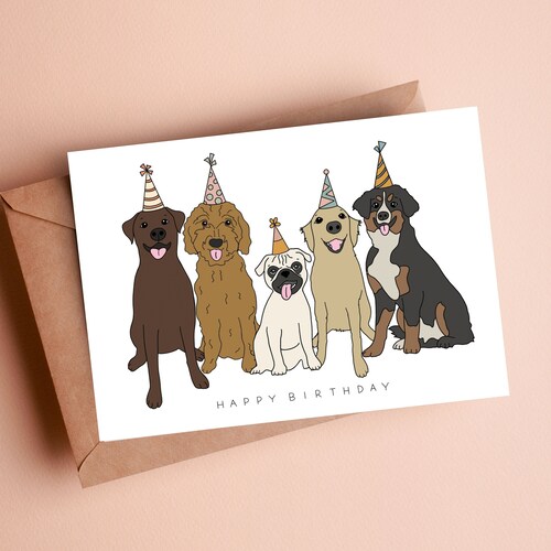 Dog Birthday Card Card With Dogs Birthday Gift for Dog Etsy