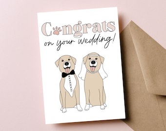 Bride and Groom Card, Dog Wedding Card, Congrats Card for Wedding, Card for Dog Lover, Dog Lover Gift, Wedding Guest Card