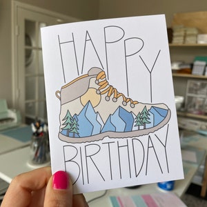 Hiking Birthday Card, Outdoor Birthday Card, Happy Birthday with Hiking Boot and Mountains for Outdoor Enthusiast, Gift for Outdoor Lover image 8