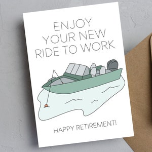 Cadeau de retraite de pêcheur, carte de retraite heureuse pour pêcheur, profitez de votre nouveau bateau de pêche pour aller au travail, cadeau de retraite amusant pour homme
