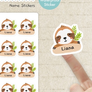 Sloth name Stickers | 40 Kid&#39;s Label Sticker | School supply labels |  Daycare Label  | Waterproof Label |