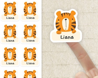 Personalized Tiger Name Labels for Kids | Waterproof Daycare & School Stickers | Custom Name Tags for Lunch Box and Supplies