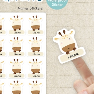 Giraffe name Stickers | 40 Name Label | School supply labels |  Daycare Label | Animal Name Stickers | Waterproof |