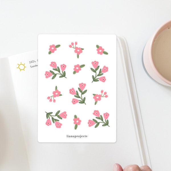 Flower Stickers | Mini-Me Sticker Sheet | Planner stickers | Journal stickers | Scrapbook | Bujo stickers