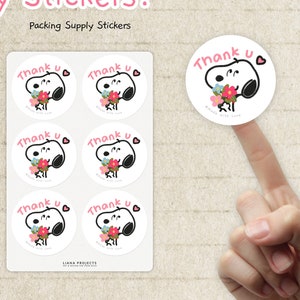 Snoopy Thank you Stickers | Circle Sticker |  Small Business Owner | Packing order Stickers | Packing Sticker