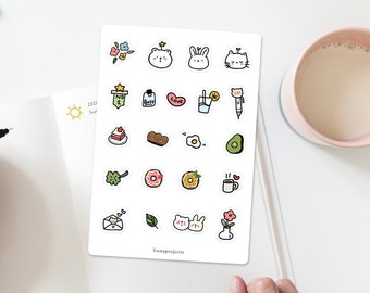 Little Cute things on Sticker Sheet| Icon Stickers  | Journal stickers | Scrapbook | Bujo stickers