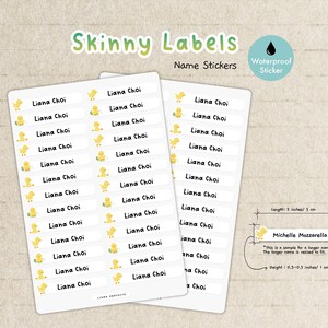 Skinny Longer Label | 52 Aufkleber mit Namen für Kinder | Kita Label | Etiketten für Schulmaterial | Wasserfest Etikett |