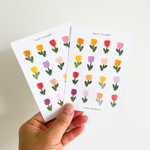 Tulip Stickers Set (2 Sheets) | Flower Stickers | Transparent Sticker Sheet | Planner stickers |Journal stickers | Scrapbook | Bujo stickers