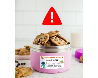 Allergie-Warnung Aufkleber | Wasserfeste Namensetiketten für Kinder
