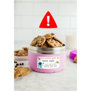 Allergy Alert Stickers |20 Allergy Label Stickers | School supply labels | Kid&#39;s Name Label Stickers | Waterproof Sticker,  Labels |
