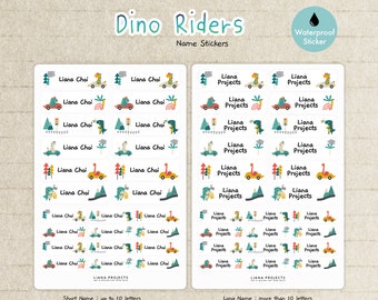 Dinosaurier Name Aufkleber | 48 Namensetiketten für Kinder | Kita Label | Etiketten für Schulmaterial.