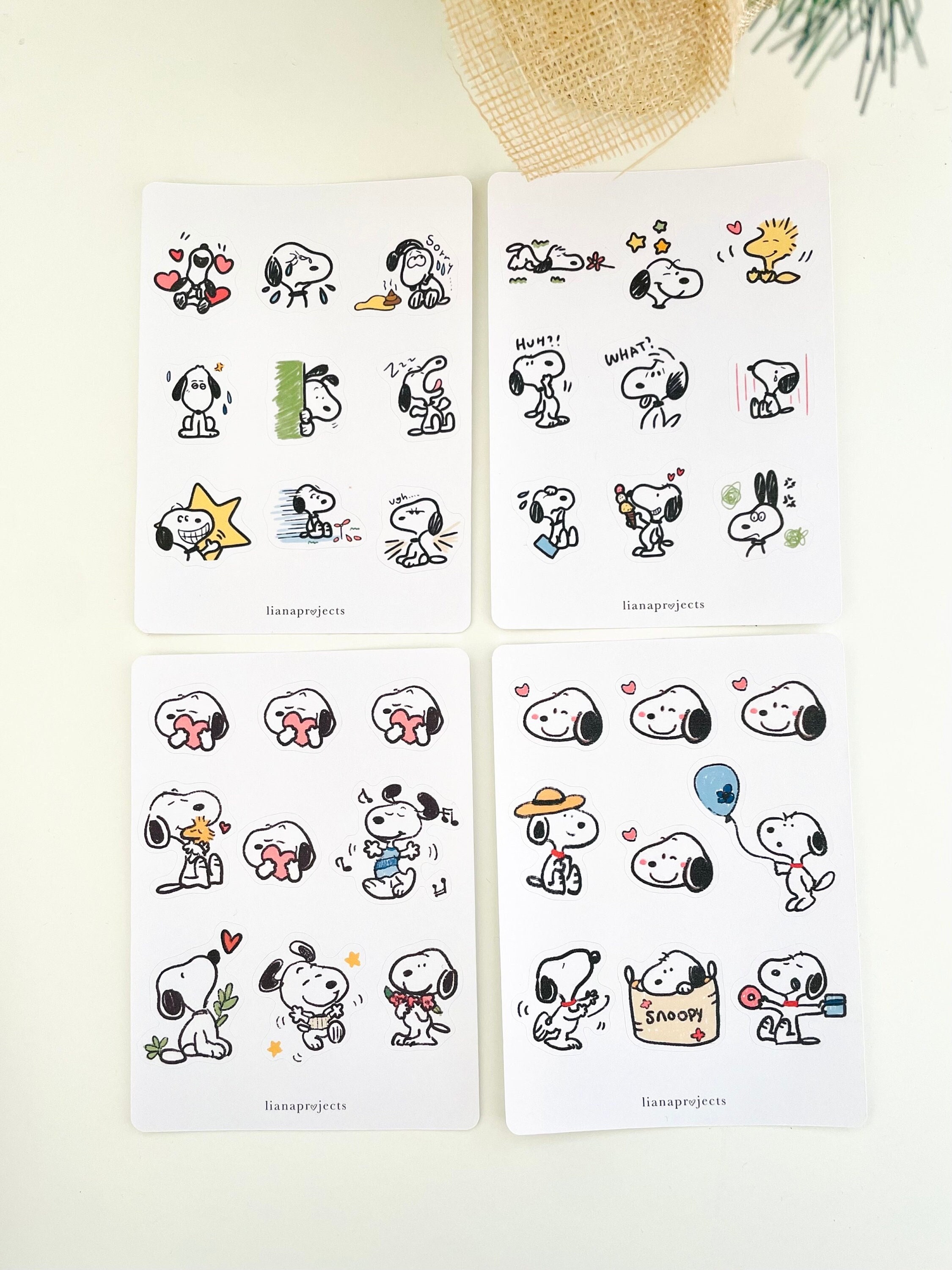 Snoopy Sticker Pack Snoopy Sticker Set A +B | 4 Sheets | Planner Stickers |journal Stickers ...
