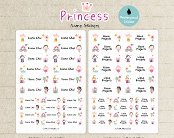 Princess Name Stickers | 48 Kid's Label Stickers  | School supply labels |  Daycare Label | School Label |