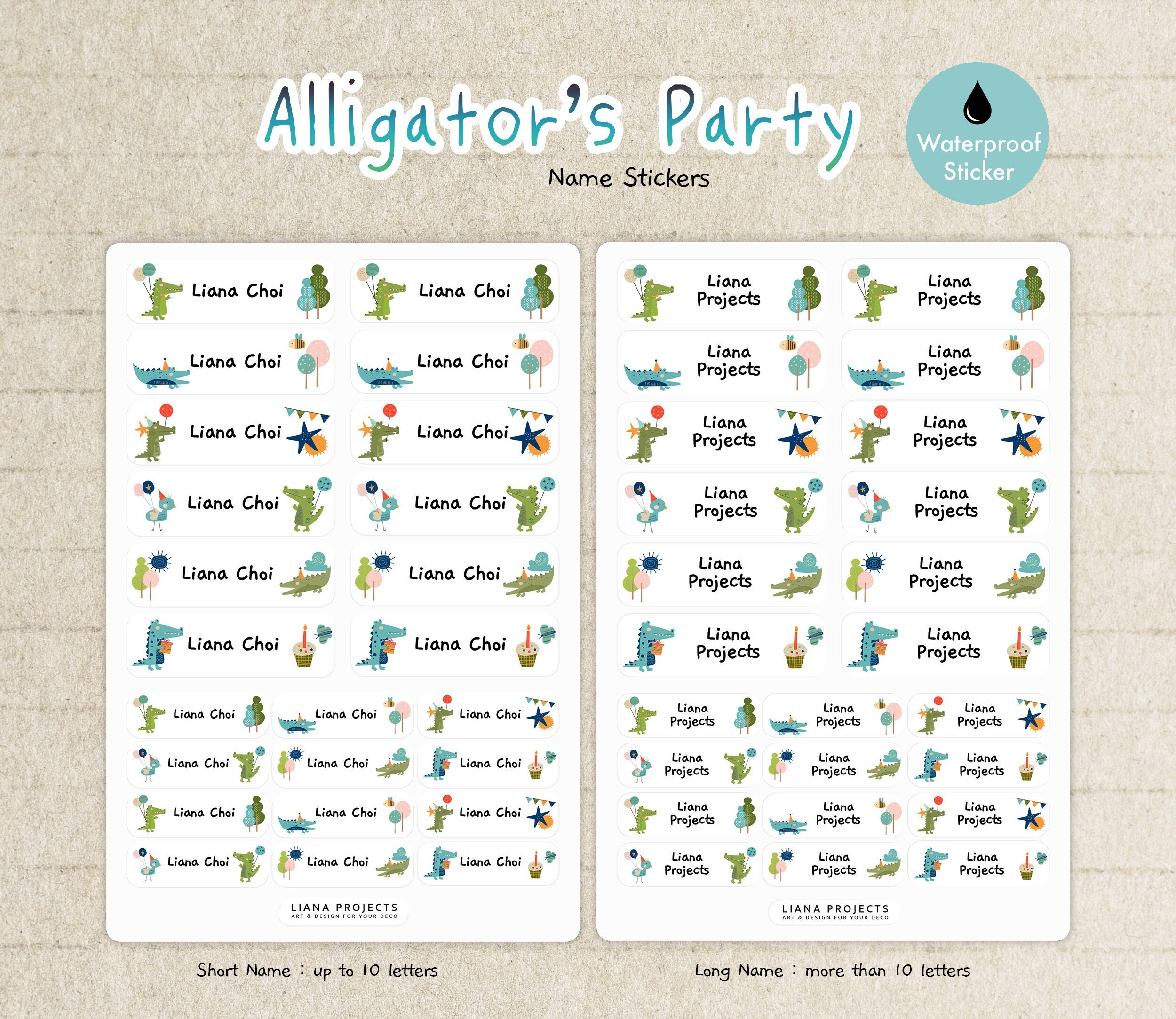 Kindergarten Labels: Alligator Labels For School