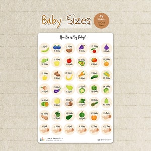 Baby-Größen Aufkleber | Baby-Aufkleber | Schwangerschaft Aufkleber |  | Planner Sticker | Journal Sticker | Sammelalbum | Bujo Aufkleber