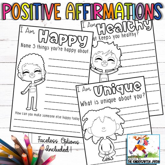 Positive Affirmations for Kids 30 Printable Worksheets - Etsy