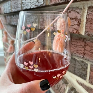Hand painted Valentine&#39;s stemless wine glasses