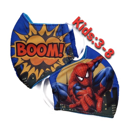 Maske Gesichtsmaske Waschbar Wiederverwendbar Atemschutz Kinder Design Spiderman 