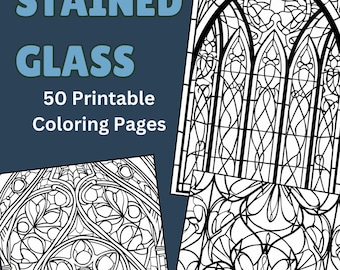 50 Printable Stained Glass Patterns | Intricate Designs for Adults | Instant Download Coloring Pages
