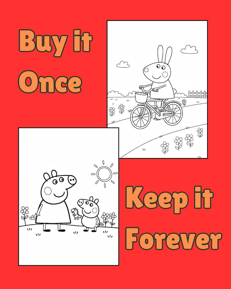 Peppa Pig Coloring Pages - Etsy