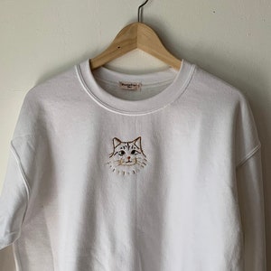 Custom pet sweatshirt hand embroidered from photo cats dogs