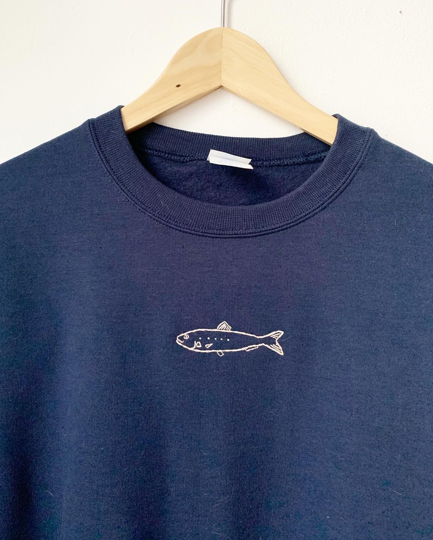 Sardine Crewneck Sweatshirt Hand Embroidered Sweater Fish - Etsy