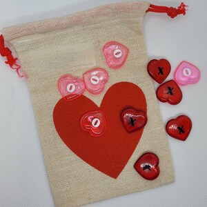 Tic Tac Toe Burlap Bags, Personalized Tic Tac Toe, Valentines Day Tic Tac Toe Bag