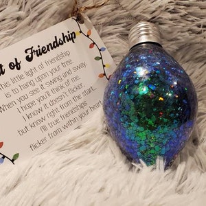 Friendship Ornament, Always Friends Ornament, Glitter Ornament, Custom Ornament, Glitter Friendship Ornament