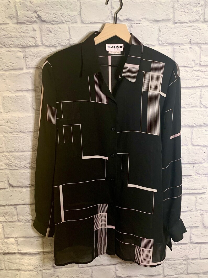 Vintage Chiffon Crepe Patterned Blouse.