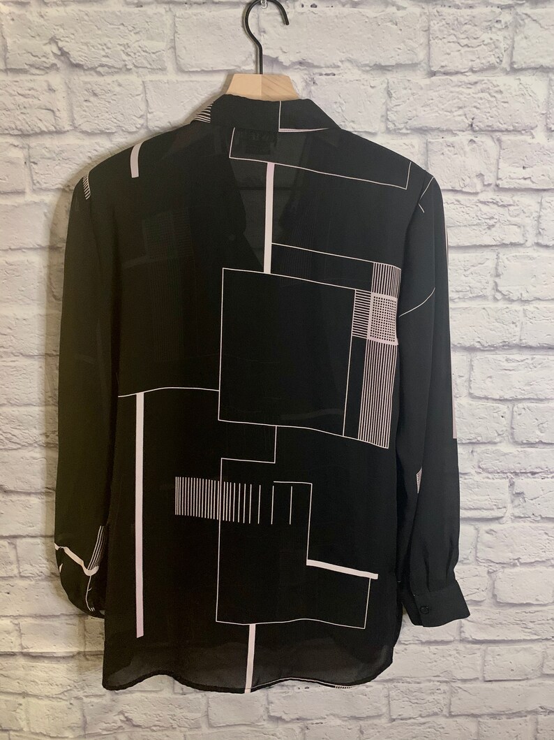 Vintage Chiffon Crepe Patterned Blouse.