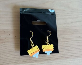 Boucles D'oreilles Candy Corn Halloween - Création Artisanale, Perles Acryliques, Crochet Argent Tibétain