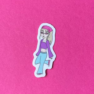 Sticker fille des années 70 Femme anime 2x2
