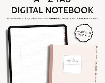 Caderno digital A-Z Tab: Jornal GoodNotes minimalista (PDF)