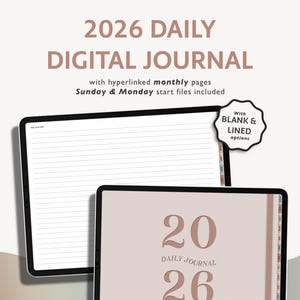 2026 Daily Digital Journal: Minimalist Hyperlinked Diary (iPad & Android)