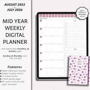2025-2026 Weekly Digital Student Planner: GoodNotes iPad Agenda (PDF Download)
