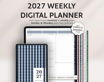 2027 Dated Weekly Digital Planner: Minimalist Agenda for GoodNotes, Noteshelf (PDF Download)