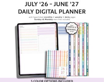 2026-2027 Mid Year Daily Digital Academic Planner: Minimalist Hourly Student Agenda for GoodNotes