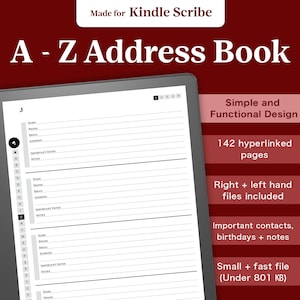 Digital Address Book For Kindle Scribe: A-Z Hyperlinked Contact List (PDF)