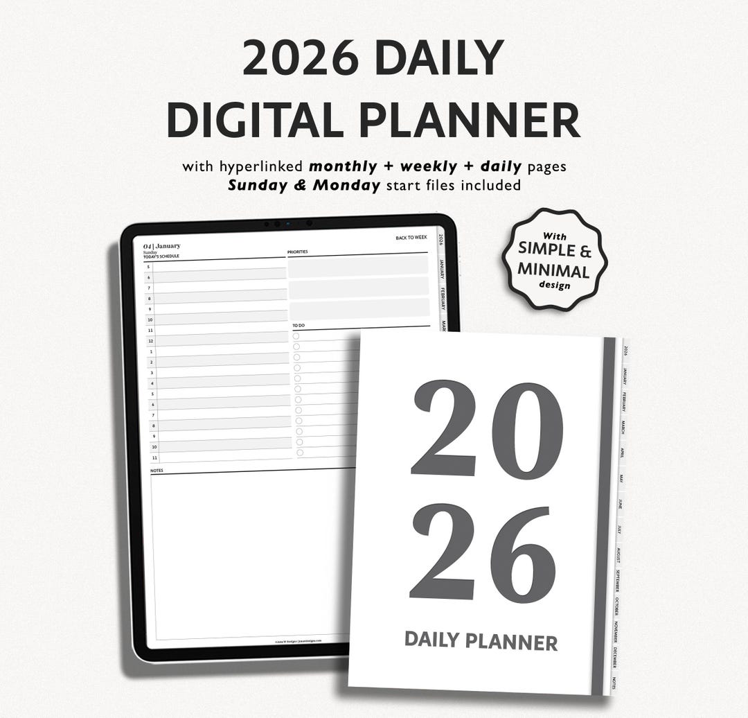 2026 Minimalist Digital Planner: Daily Agenda for Goodnotes (PDF ...