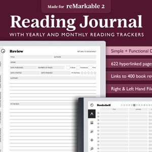 Digital Reading Journal for reMarkable, E-Ink Book Journal, Book Review Template, Digital Book Log, Reading Tracker, reMarkable Templates