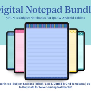 Bloc de notas digital, Cuaderno digital con pestañas, Cuaderno Goodnotes, Cuaderno para estudiantes, Cuaderno iPad, Cuaderno digital, Paquete de cuadernos,