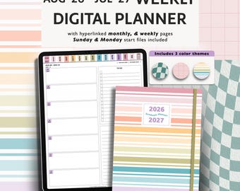 August 2026 to July 2027 Weekly Academic Planner, School Agenda (PDF Download)