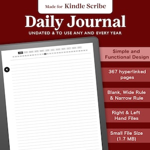 Diário para Kindle Scribe: Agenda de 365 dias sem data (download digital)