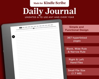 Kindle Scribe Daily Journal, Undated Monthly Daily Planner for Kindle Scribe, 365 Journal, Kindle Scribe Template , Daily Notebook