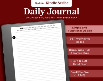 Daily Journal For Kindle Scribe: Undated 365-Day Planner (Digital Download)