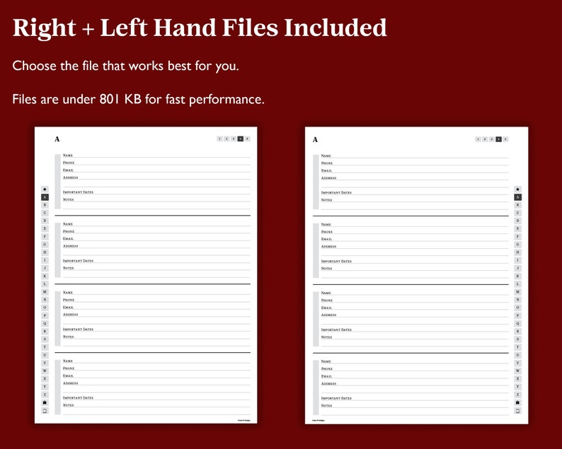 Digital Contact Book for Kindle Scribe, AZ Digital Address Book, E Ink