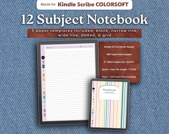 Cuaderno para Kindle Scribe Colorsoft: Cuaderno de 12 secciones con hipervínculos (PDF)